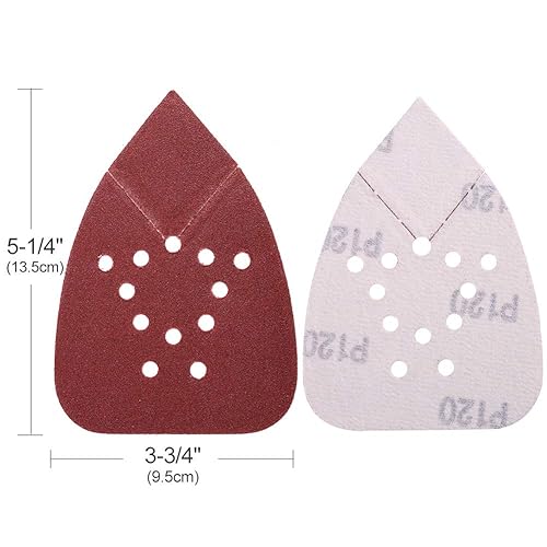 Miniatura 3 de Hojas de lijado de grano 120 para lijadoras de ratón Black and Decker, 50 piezas de papel de lija de 12 agujeros con gancho y bucle, papel de lija