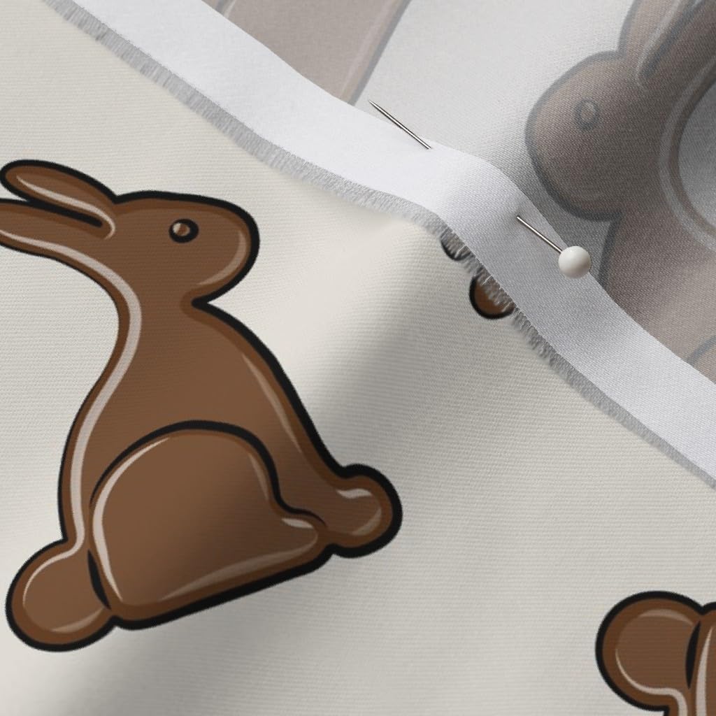 Spoonflower Fabric - Chocolate Bunny Cream Easter Candy Rabbit Bunnies Little Arrow Printed on Organic Cotton Sateen Fabric by The Yard - Sewing Quilting Apparel Home Decor