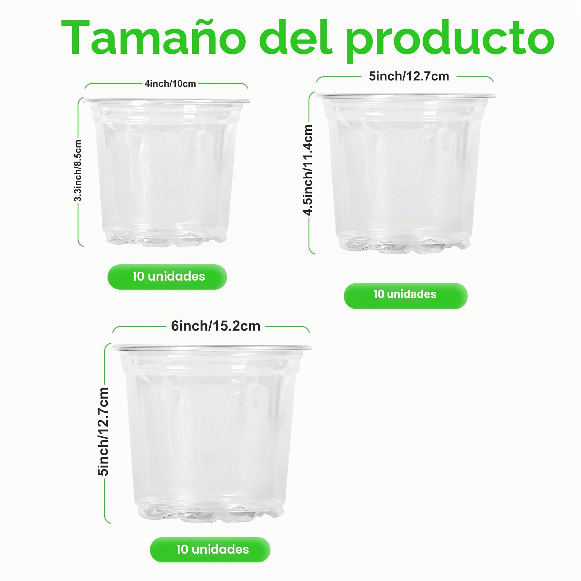 JERIA Paquete de 30 macetas Transparentes de 6/5/4 Pulgadas con Agujeros de Drenaje, macetas Transparentes para Plantar, macetas de plástico Transparente, Maceta Duradera para Plantas suculentas