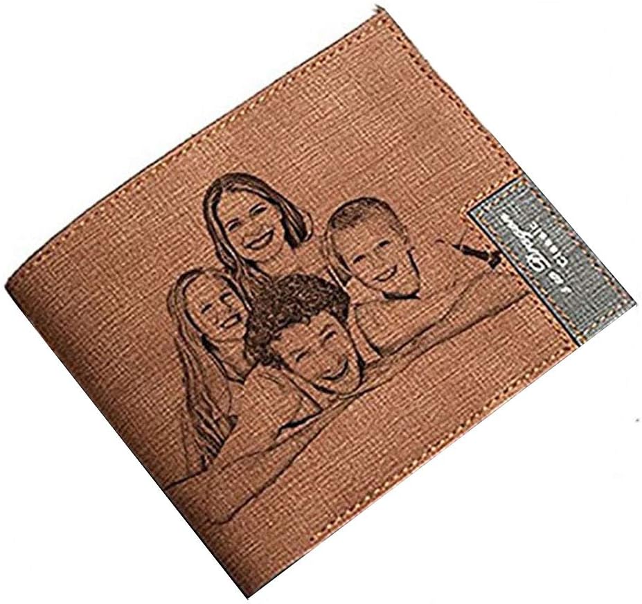 Personalized Custom Photo Wallet Engraved Picture Leather Wallet Father's Day Gift for Men Husband Dad