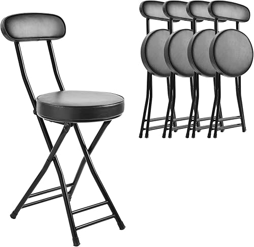 H HOMEWINS Taburete plegable acolchado acolchado, 4 taburetes de bar de altura de mostrador de 19.7 pulgadas, taburete plegable portátil para pesca,