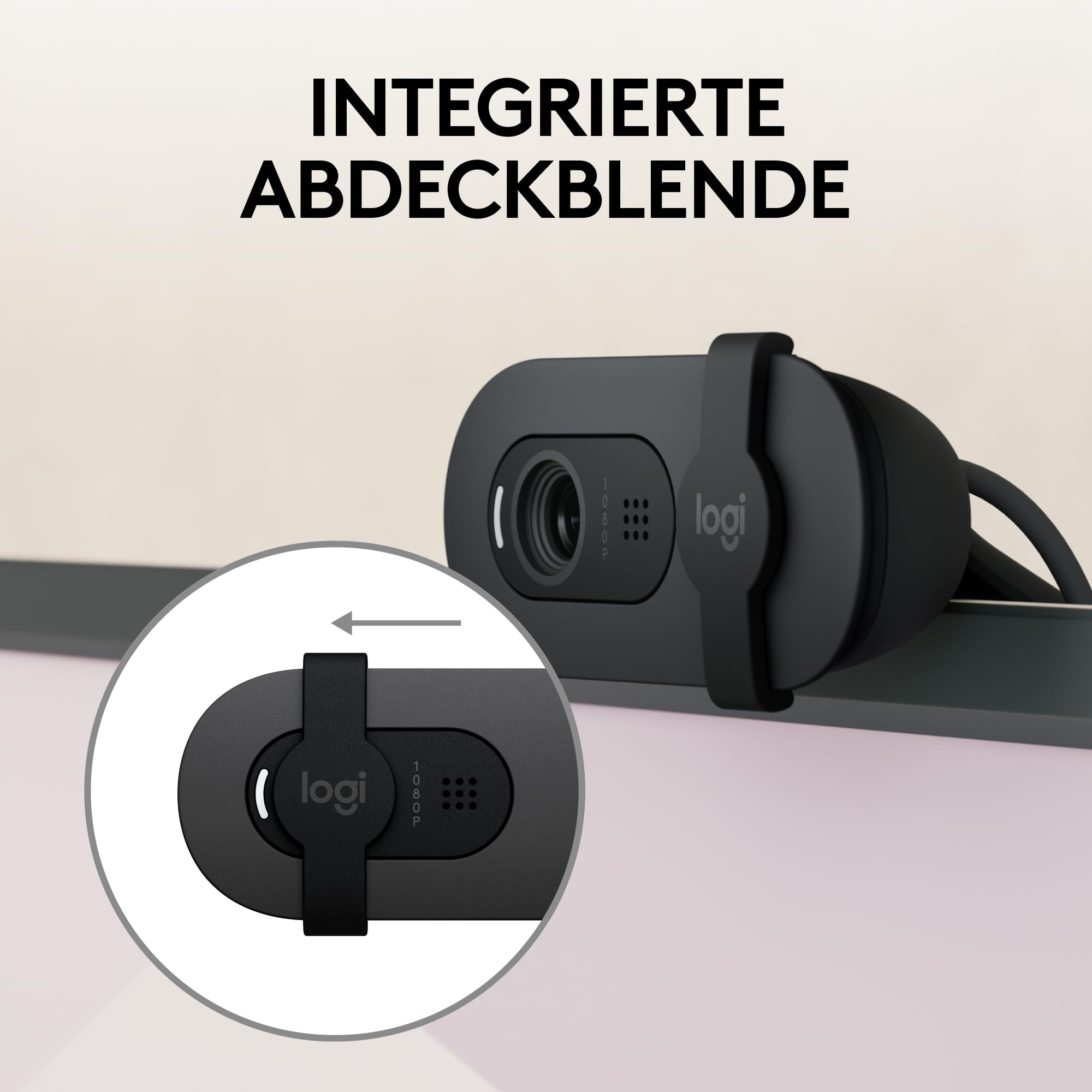 Logitech Brio 100 Full HD-Webcam, Auto-Lichtausgleich, integriertes Mikrofon, USB-A, Graphit