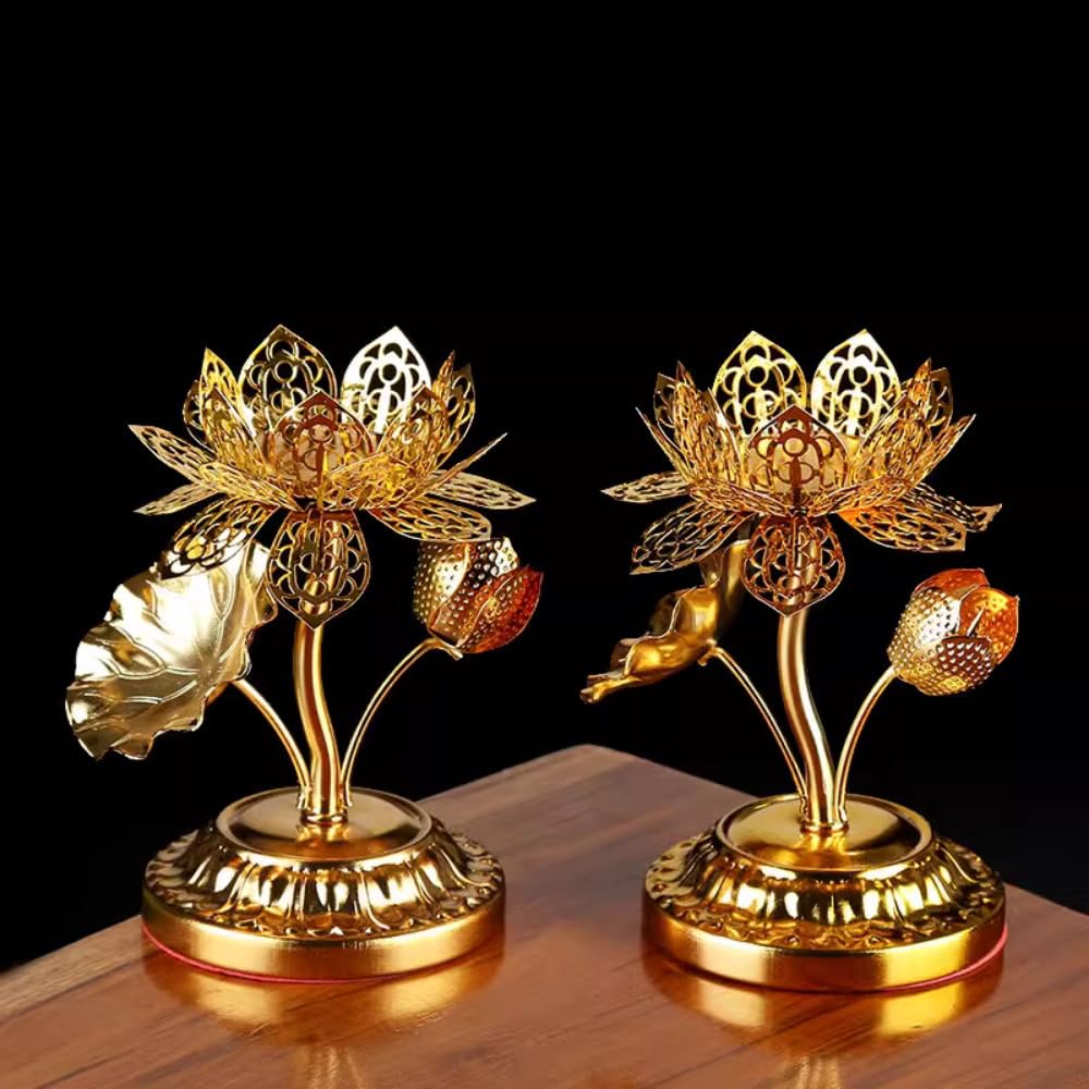 1 Paar 12 cm Buddhistischen Lieferungen Lotus Lampe Halter Reinem Kupfer Buddha Kerzenhalter Lampe Basis Lampe Halter
