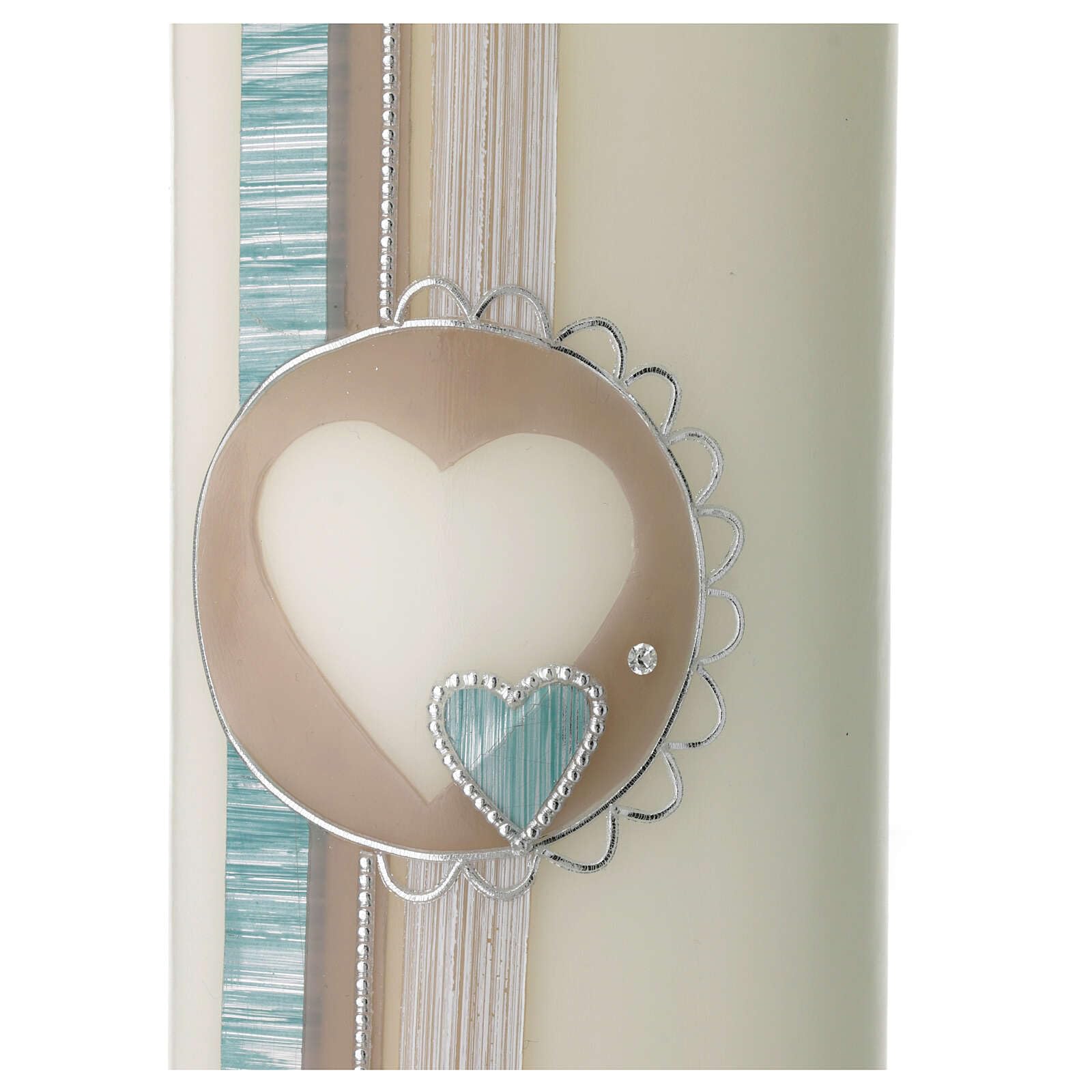Oval Candle with a Light Blue and Beige Heart 23x9 cm
