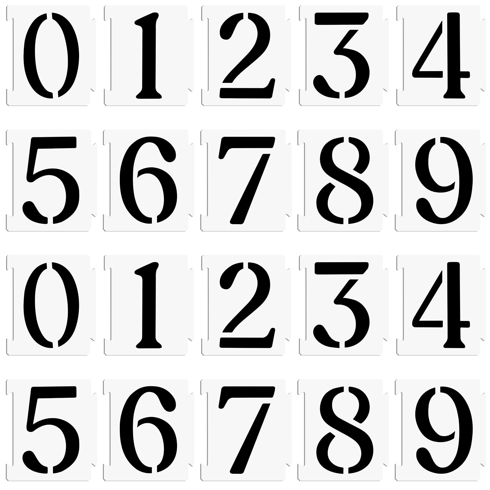 Number Stencil, 20pcs Numbers Stencils, 8cm Plastic Reusable Alphabet Letter Stencil, for Wall Painting, Home Decor