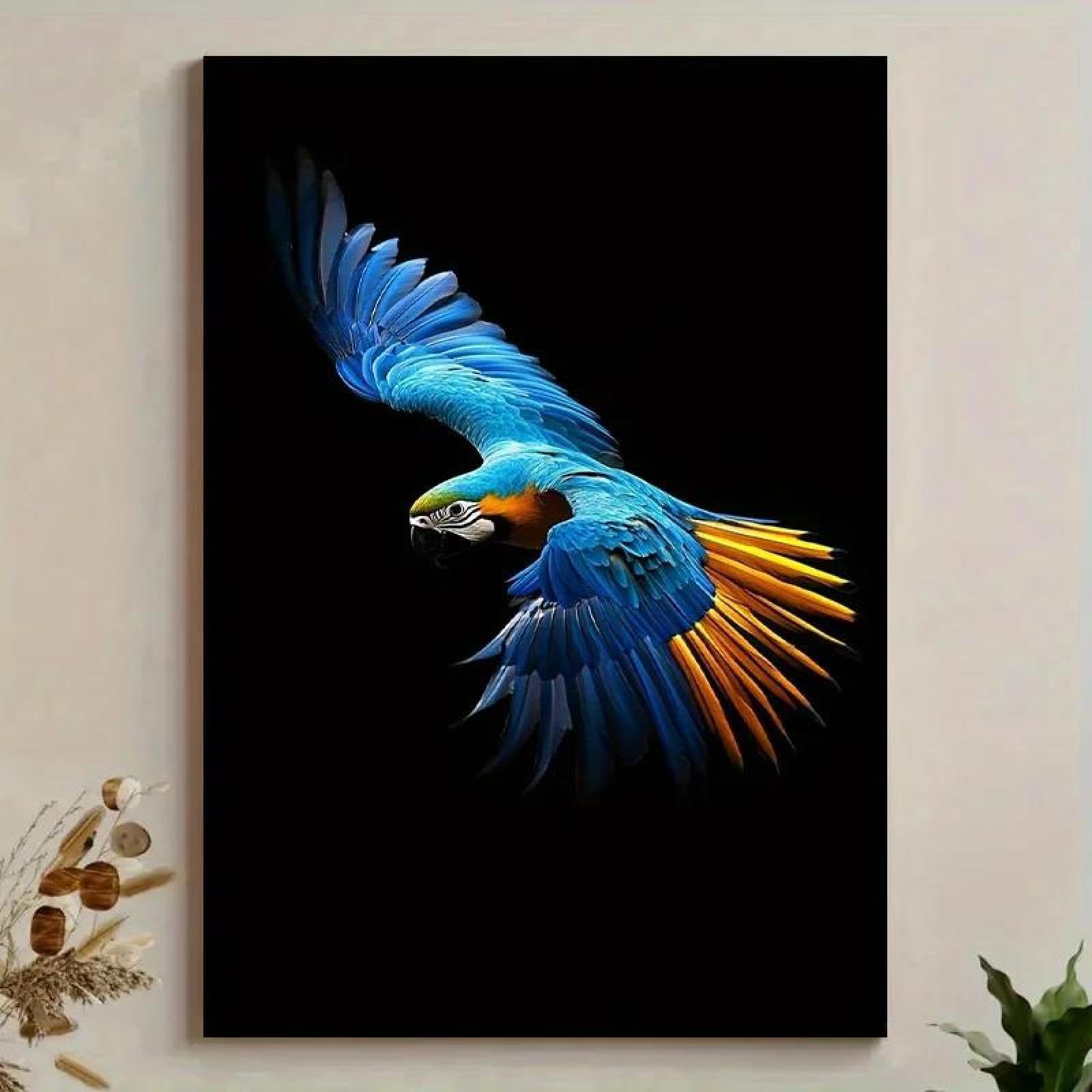 Yocheng Vibrant Blue & Orange Parrot Canvas Wall Art Print 60x90cm No Frame