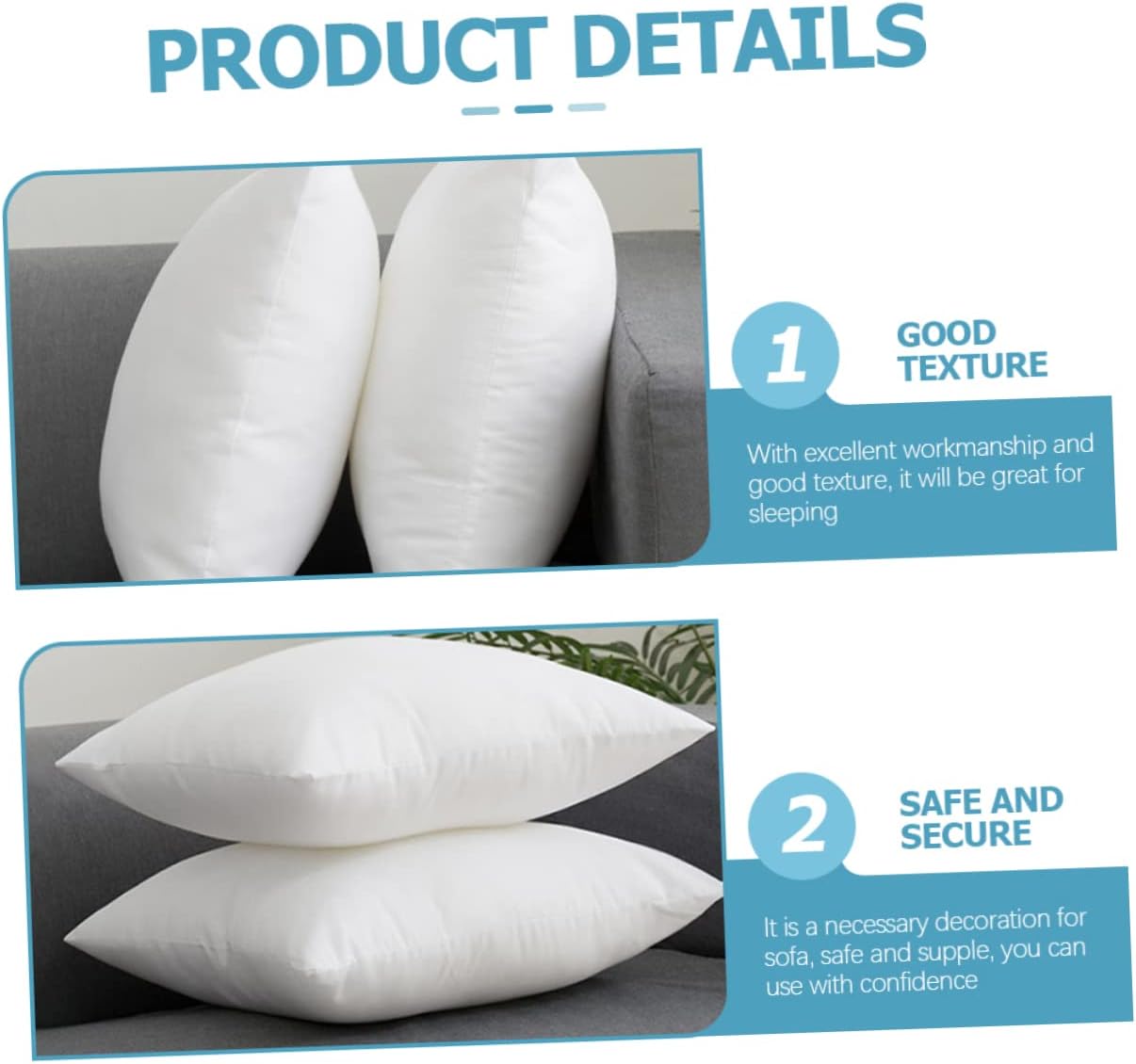 2pcs Oversized Throw Pillow Inserts Pillow Filler Grey Comfortable Core