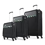 Aristocrat Commander Set of 3 Trolley Bag 55, 69 & 79cm | Small+Medium+Large | Soft Luggage | Smooth 4-Wheel Suitcase | Combination Lock | Premium Polyester Fabric with PVC Coating (Black)