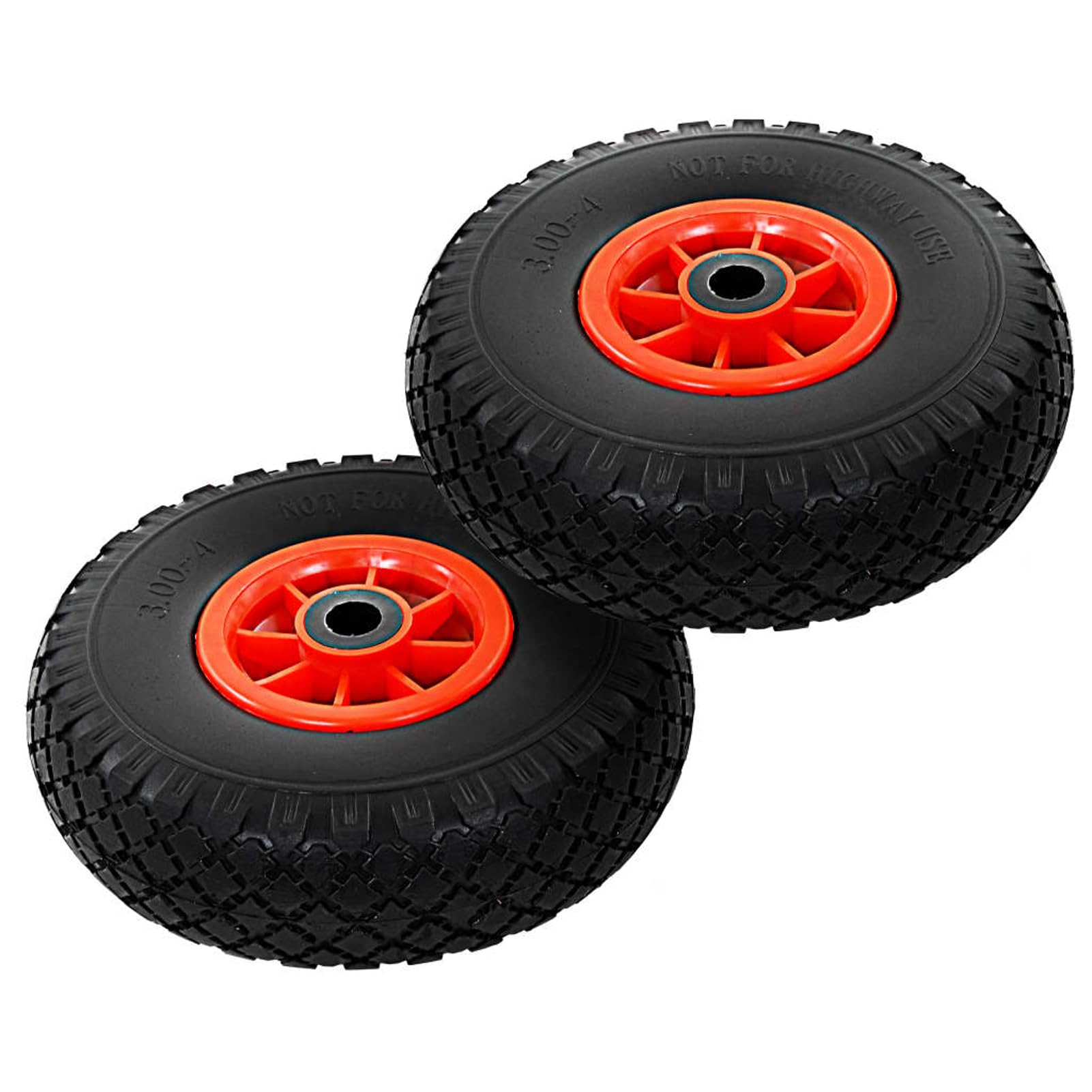 Anself PU-Vollreifen 2er-Set 260x85mm 3.00-4 für Sackkarren Handkarren Transportwagen Ersatzräder schwarz rot 142971