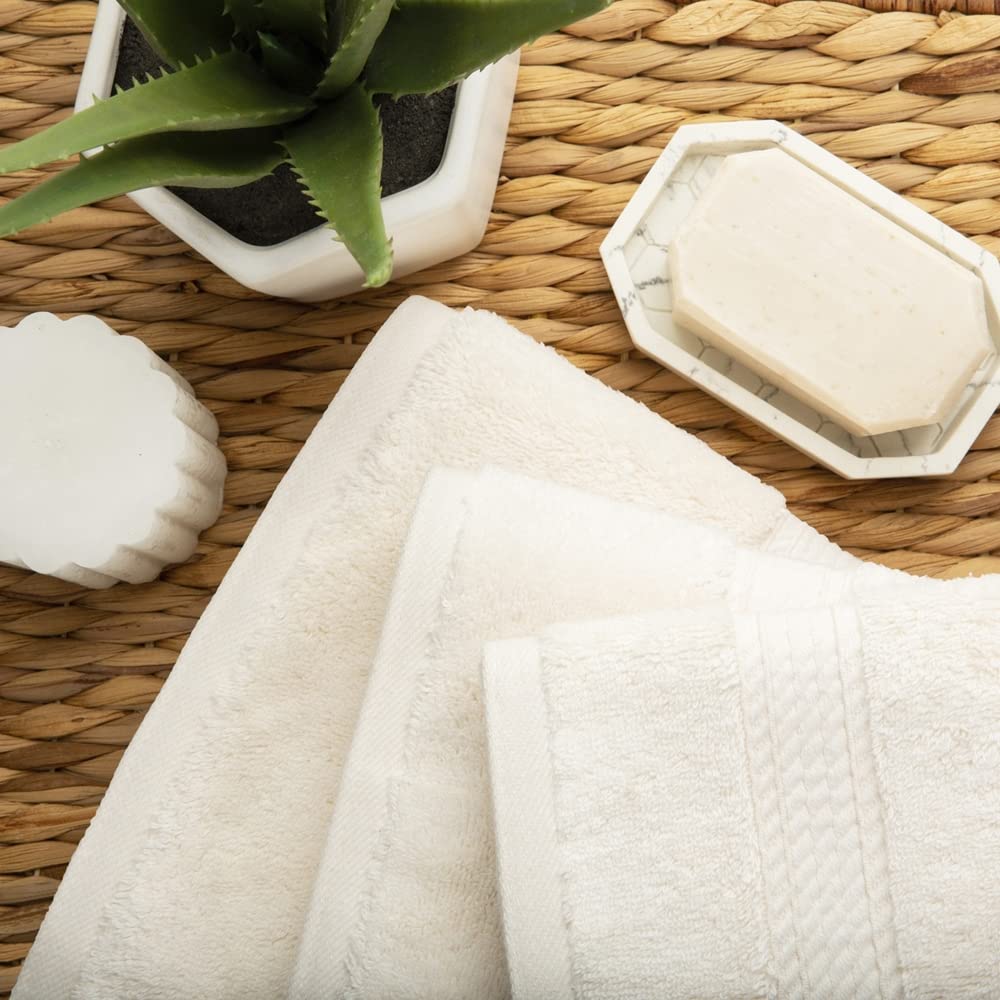 Superior - Set di Asciugamani, Cotone Egiziano, Crema, 900 g, 3 Pezzi