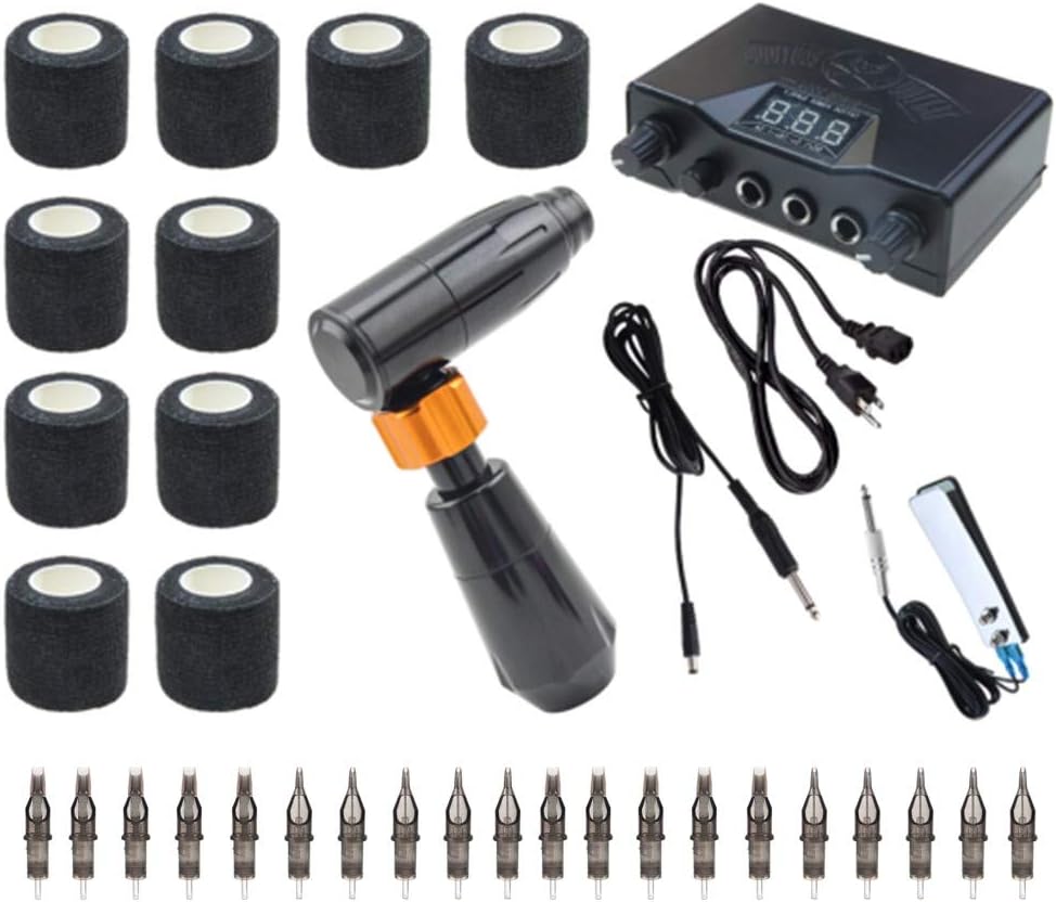 K2 THUNDER Rotary Tattoo Machine Gun Cartridges Gift Box Convention Kits (Black)
