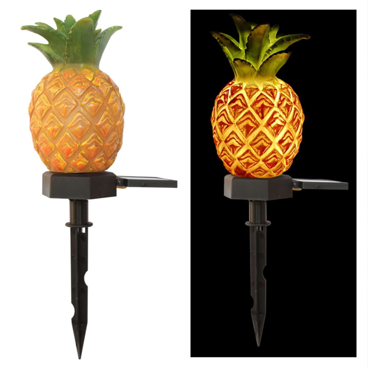 Solarbetriebene Ananas Landschaftslampe 2 Stück aus Silikon Gelb
