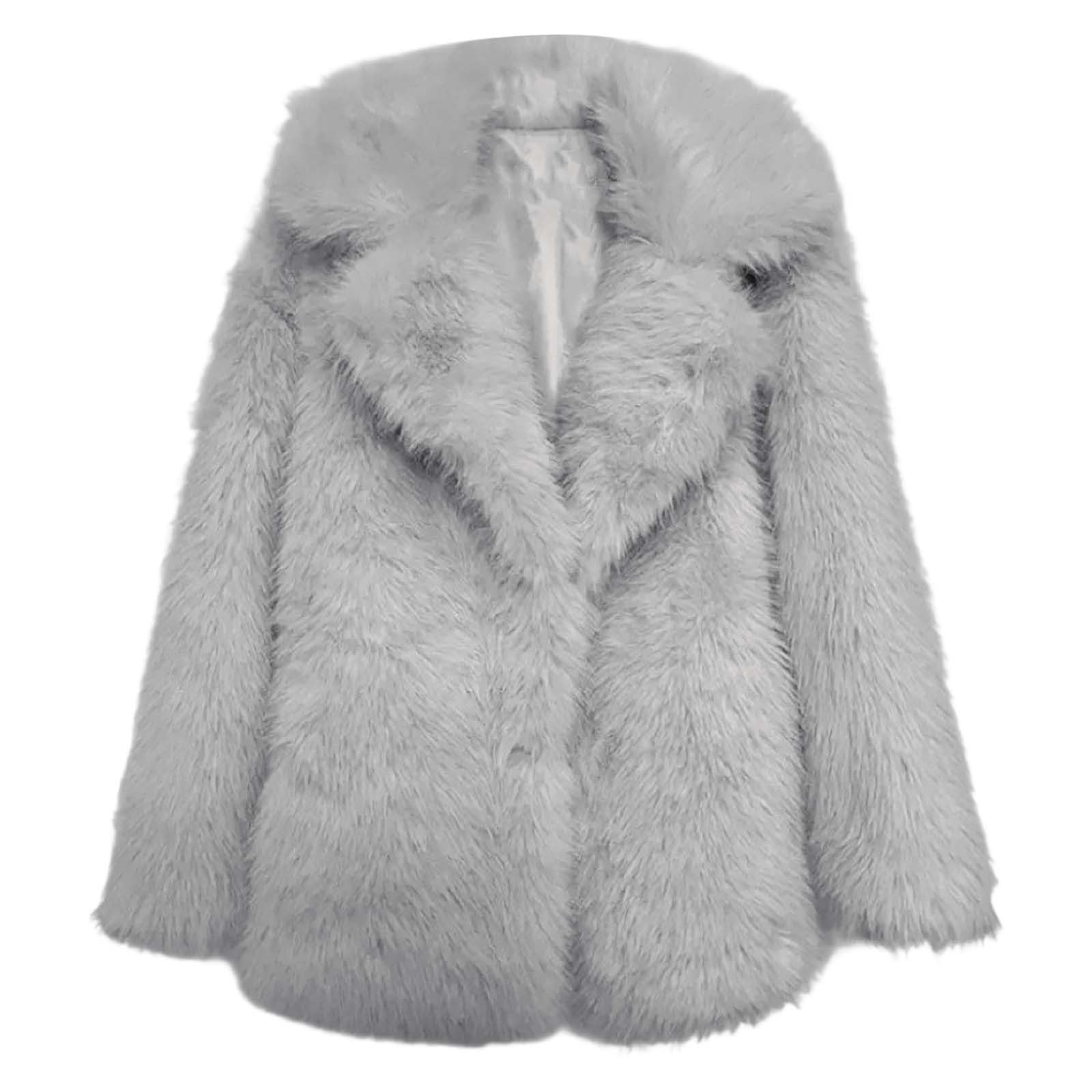 Generico Elegante Cappotto Casual Da Donna Lungo Taglia Comoda Invernale In Caldo Pile Di Pelliccia Sintetica Con Collo Alto E Revers Ideale Per L'Autunno Semplice