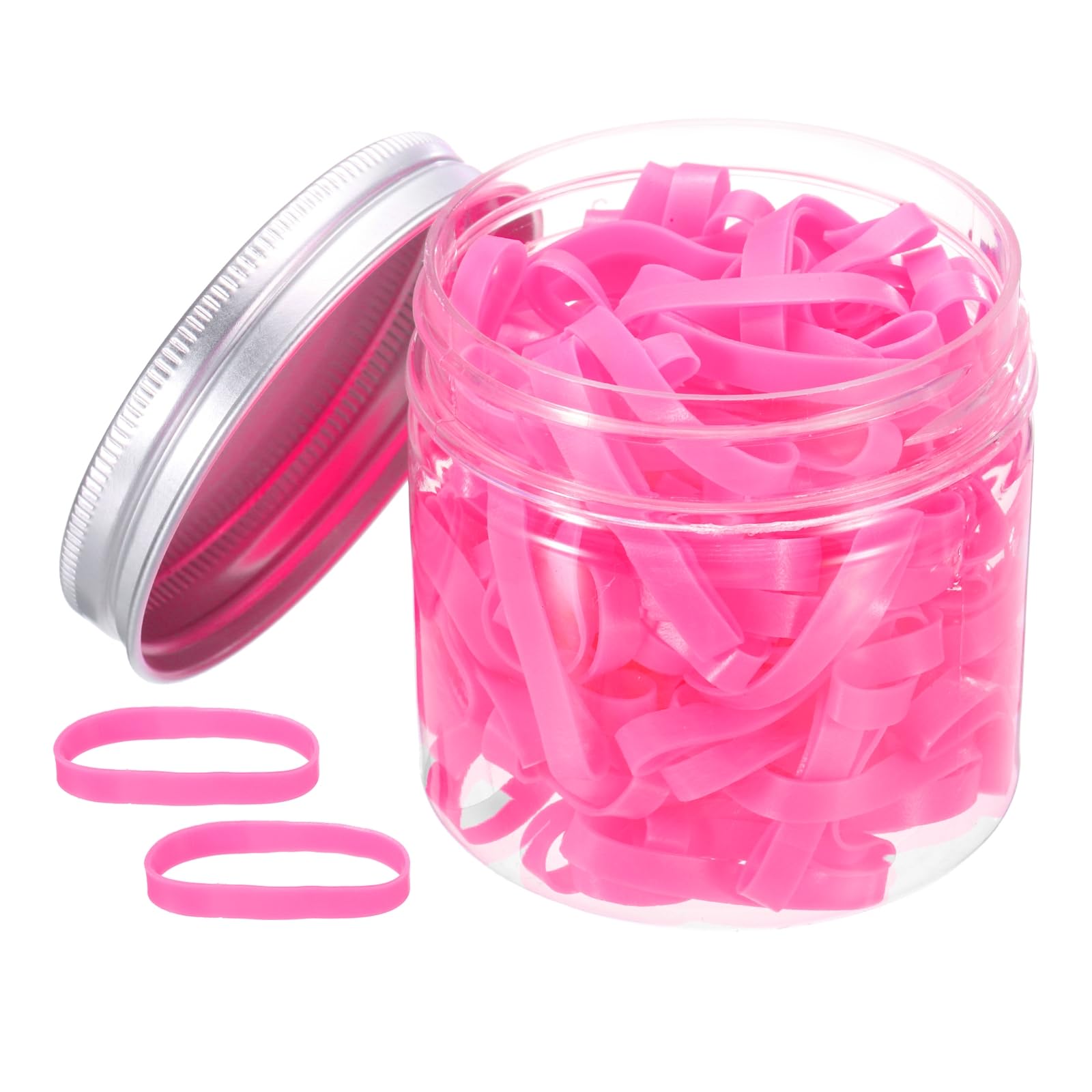 sourcing map 140 Pcs Rubber Band Stretchable Rubber Elastic Bands Colored Spots 25mm x 4mm Hair Strings for Home Office, Rose Pink