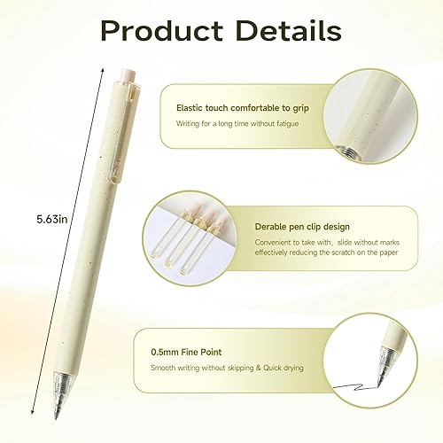 Miniatura 3 de Paquete de 24 bolígrafos de tinta de gel negra,escritura suave, punta extra fina de 164 de pulgada (0.5 mm), color crema para tomar notas,