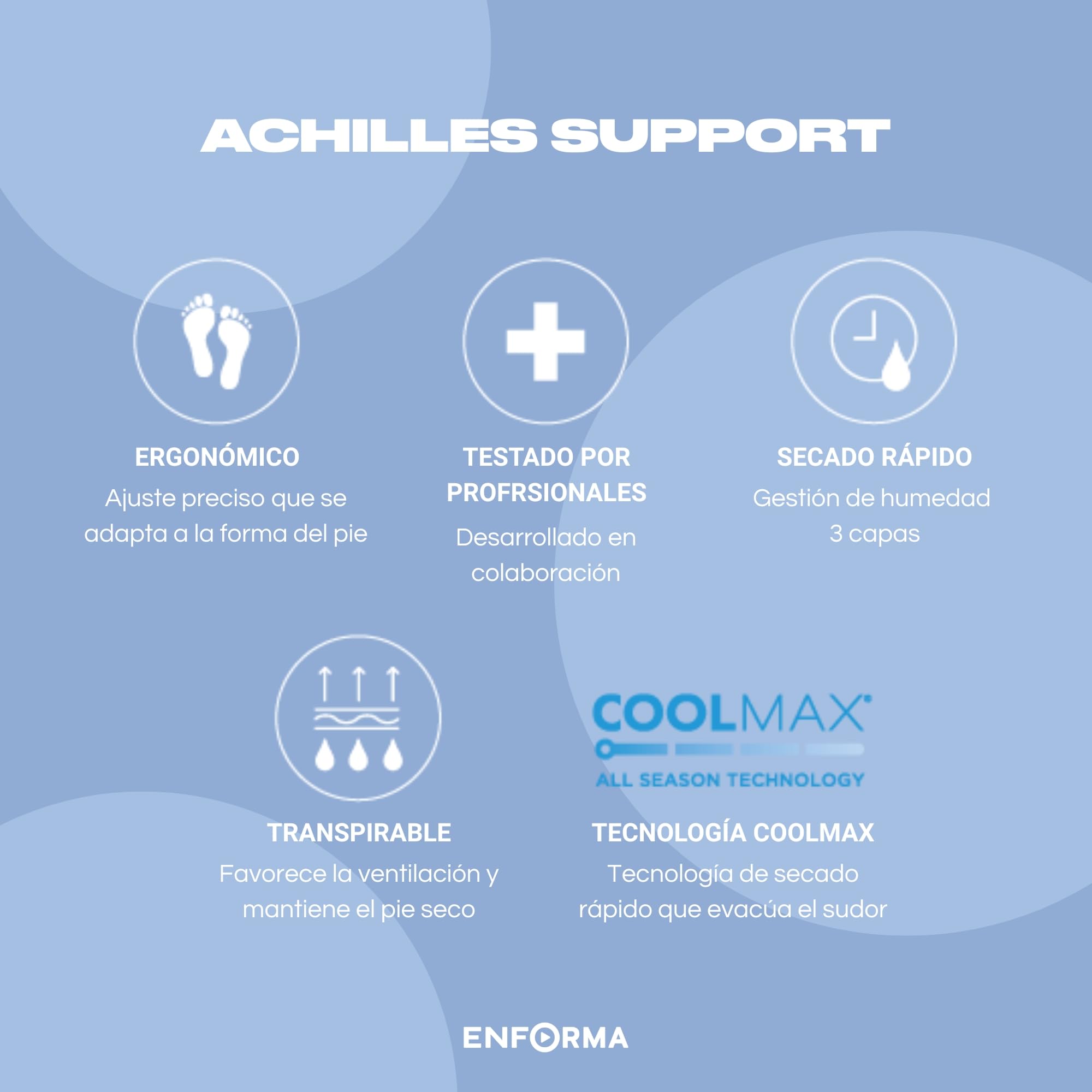 Enforma Calcetines Técnicos Tape Socks Coolmax Compresión Ergonómica Antideslizantes Fascitis Plantar Running Trail Protección Tendón Aquiles Hombre Mujer Deportes Montaña Alta Intensidad Duración