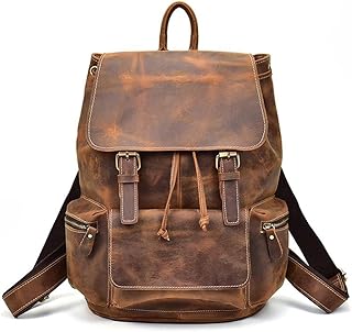 viaggio Uomini Crazy Horse Case in pelle Zaino Vintage 15 pollici Laptop Bookbag Bookbag Borsa Borse Zaino Casual School School College Travel Daypack donne ( Color : Brown , Dimensione : One size )