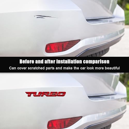 Miniatura 5 de Dickno 2 calcomanías para emblema de automóvil Turbo, calcomanía con logotipo de guardabarros de metal 3D, aleación de zinc, calcomanía de emblema