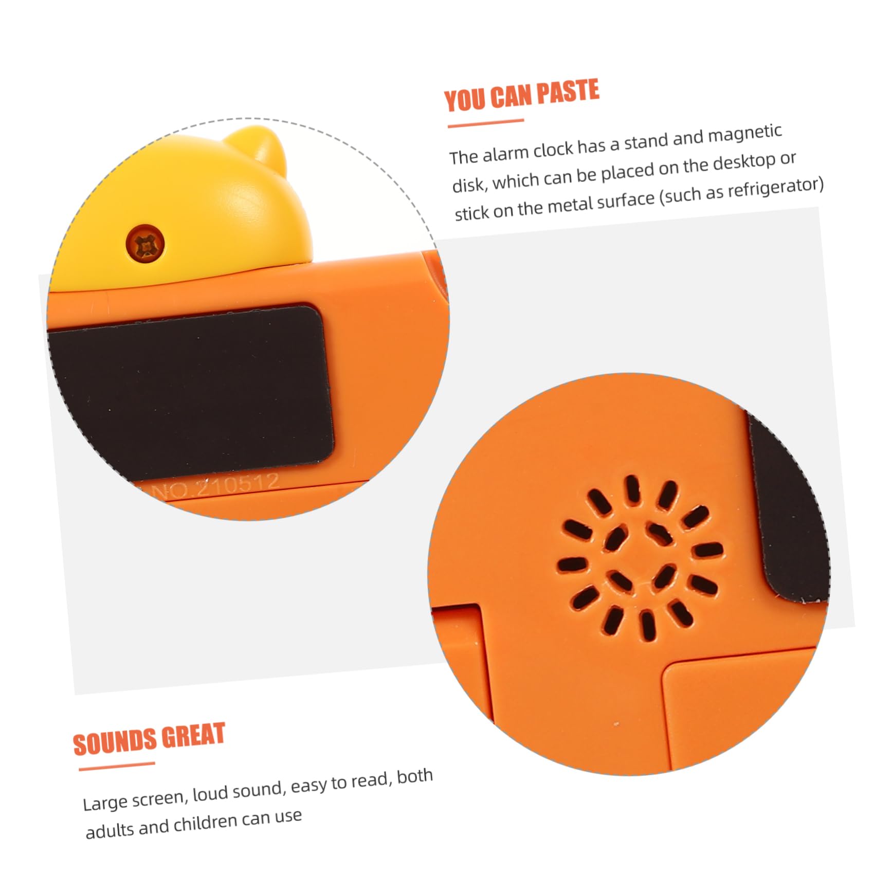 Alipis 4 Pièces Réveil minuteur Portable ecrans Support minuterie de Travail minuterie de Cuisine pour Enfants magnétique numérique Mignonne Rappel étudiant Plastique