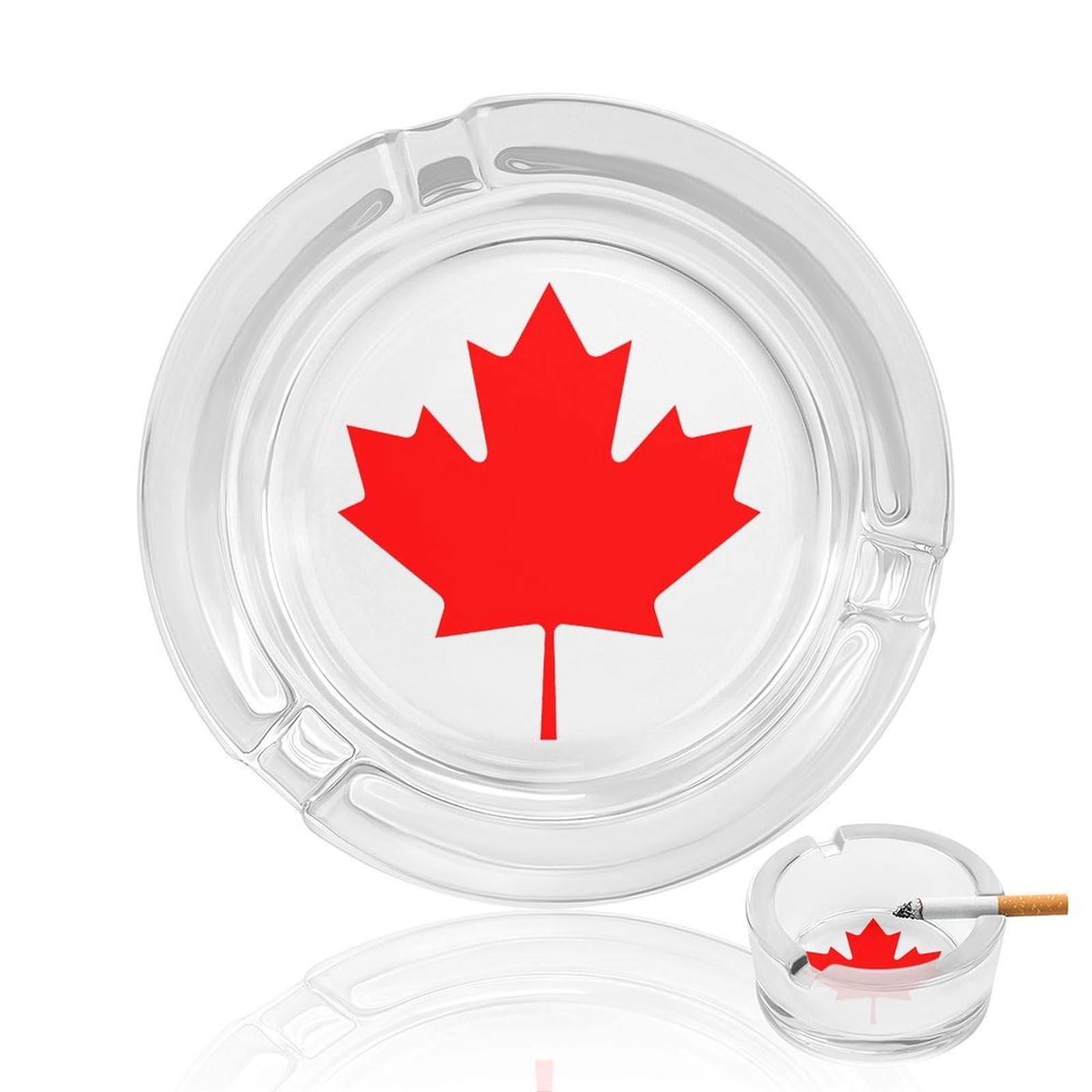 Nclqvjxzkhw Style Canada Flag Glass Ashtray Round Ash Tray Smoking Trays For Home Garden Outdoor