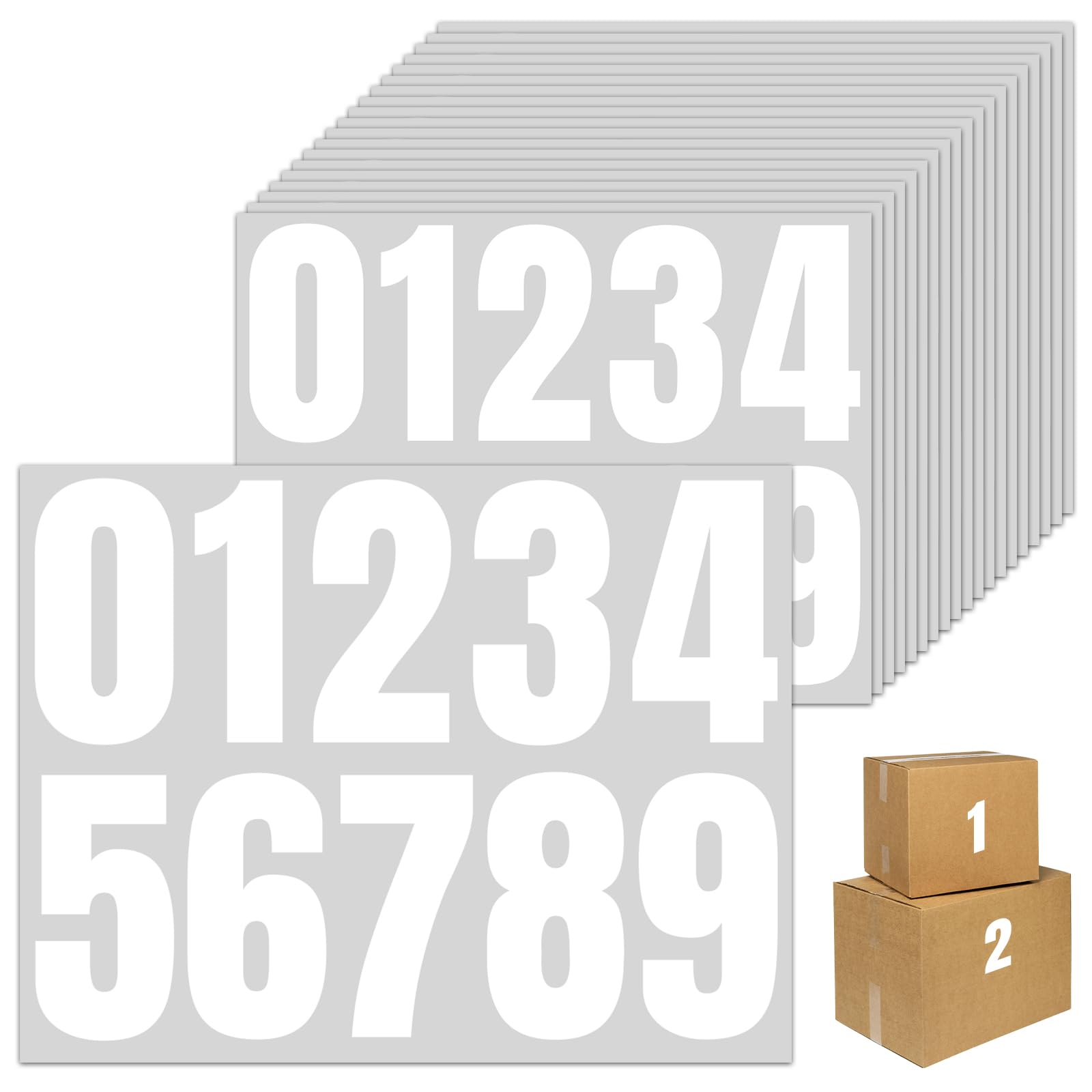 Hexizexi 20 Pcs Large White Number Stickers 4 Inch Waterproof Self Adhesive โ image 1