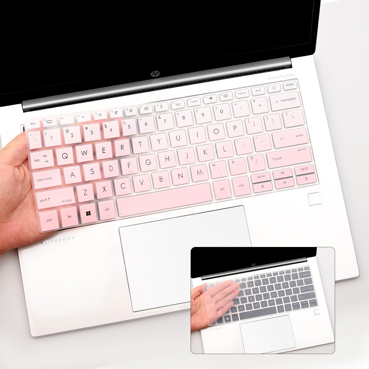 i-Tensodo 2 PCS Keyboard Cover for 2024-2022 HP EliteBook 830 835 840 845 1040 G9 G10 13.3 14 inch Laptop Accessories Keyboard Protective Skin (Not fit 840 845 1040 G8 G7 G6 G5 G4 G3)-OPink+Clear