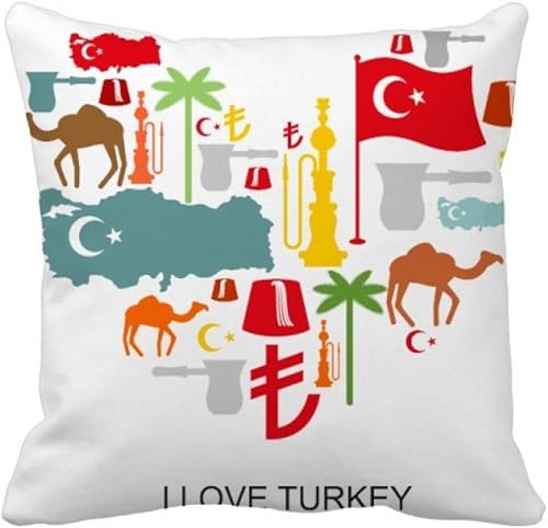 Heart Camel Lira National Flag Coconut Tree Throw Pillow Sleeping Sofa Cushion Cover