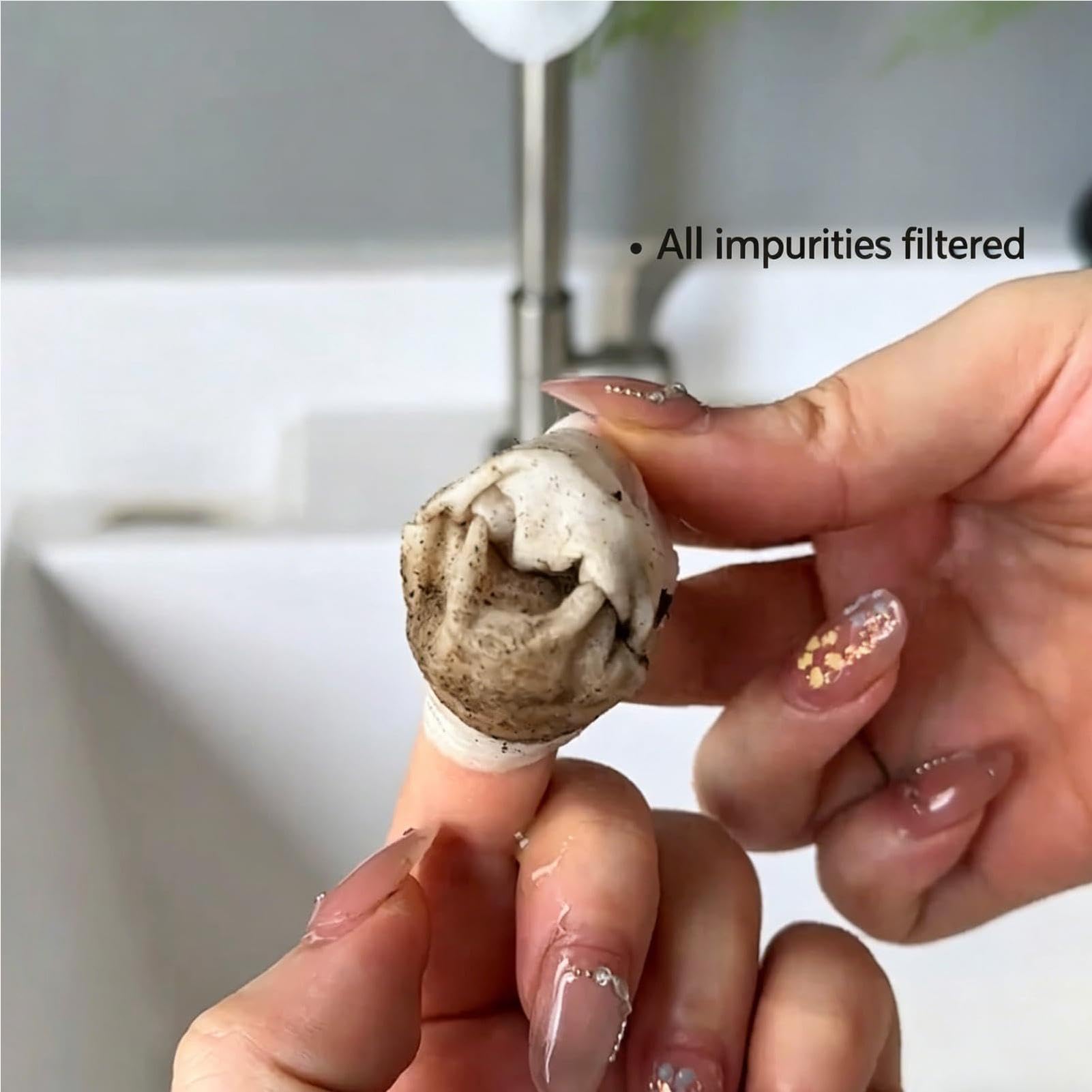 Juego de 20 bolsas de filtro para grifo, tela de 5 x 10 cm, cartucho de agua fría y caliente, protección de sedimentos | filtro de repuesto para residuos de arena y cal | accesorios de baño de cocina