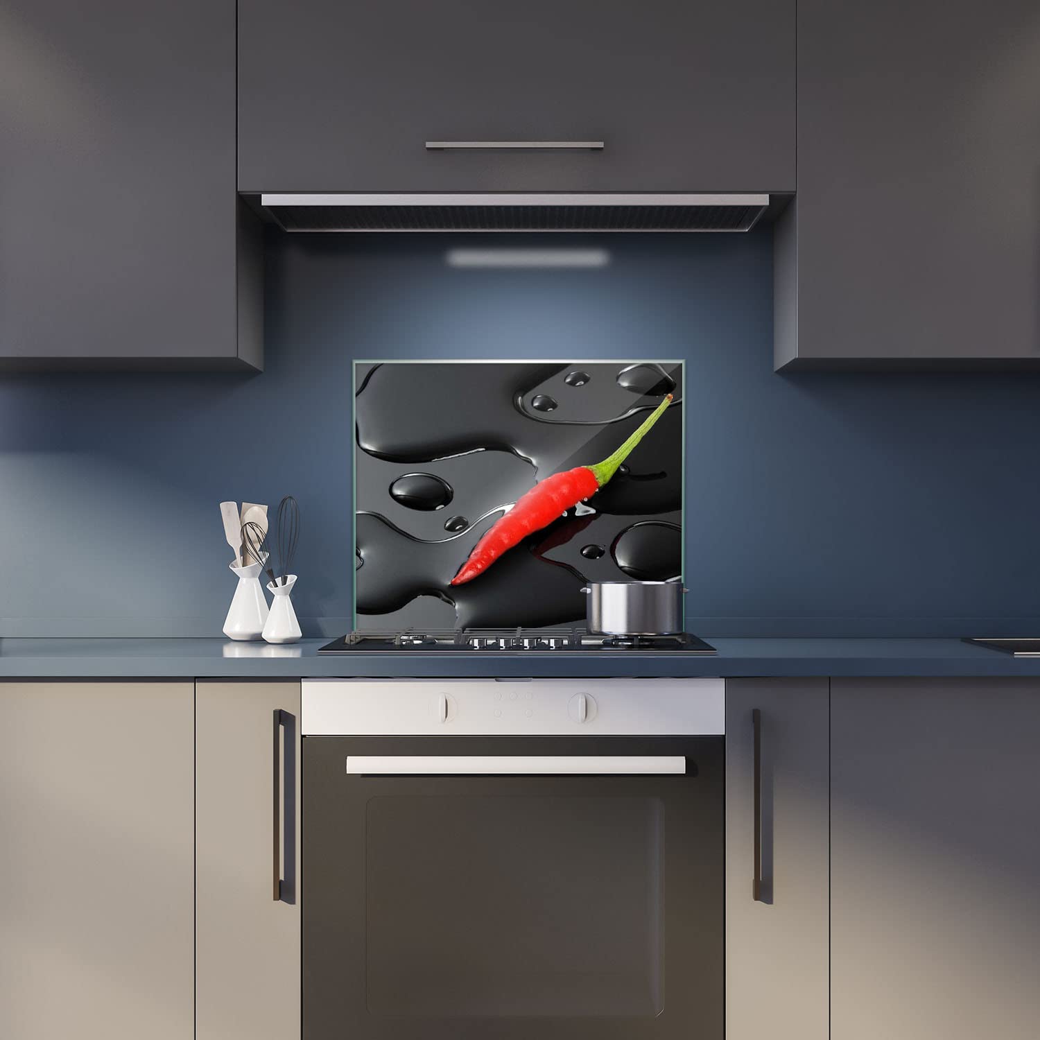 Herdabdeckplatte Abdeckung Ceranfeld Abdeckplatte Schneidebrett 1-Teilig 60x52 Chili Rot Spritzschutz Glasplatte Ceranfeldabdeckung Schutz für Kochplatten Herdschutz Sicherheitsglas Glasschneidebrett