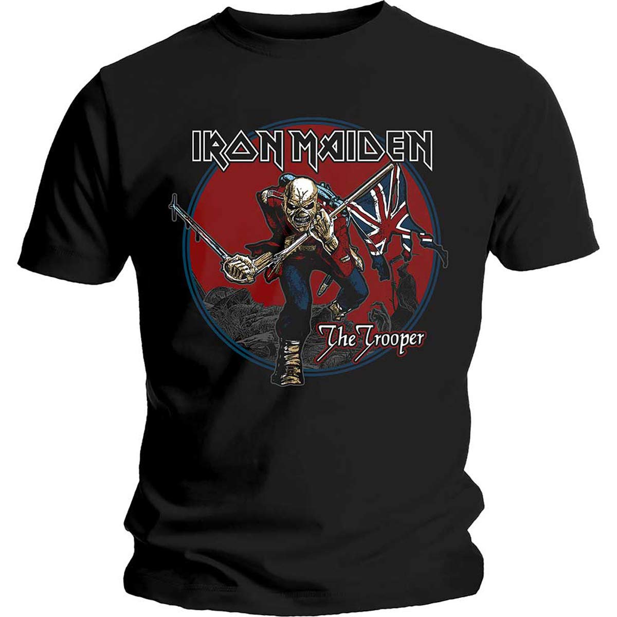 Rock Off Officially Licensed Products Men's Black Iron Maiden Trooper Red Sky Official Tee T-Shirt Unisex (Large)