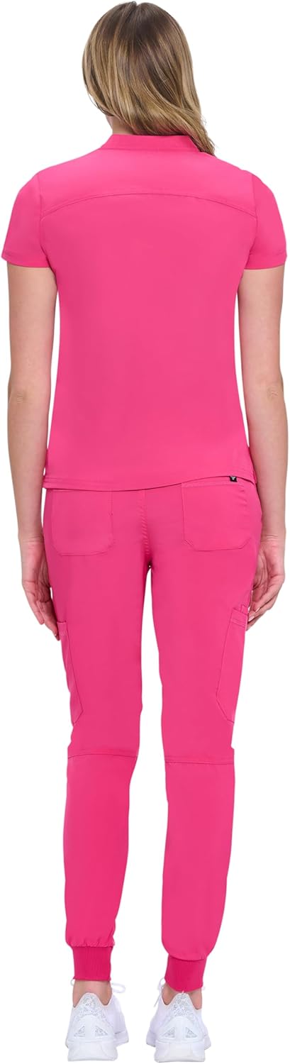 Natural Uniforms Womens Cool Stretch Modern Tuck-In Top Yoga Jogger Scrub Set with Regular and Petite Sizes
