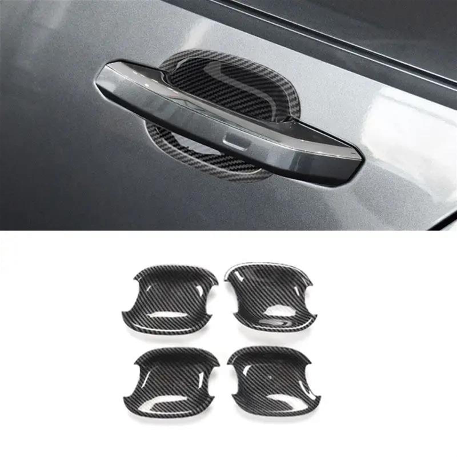 NOHEEU Car Door Handle Cover Exterior Trim Decorative Accessories for A4 B9 A5 2017 2018 2019(Style 4)