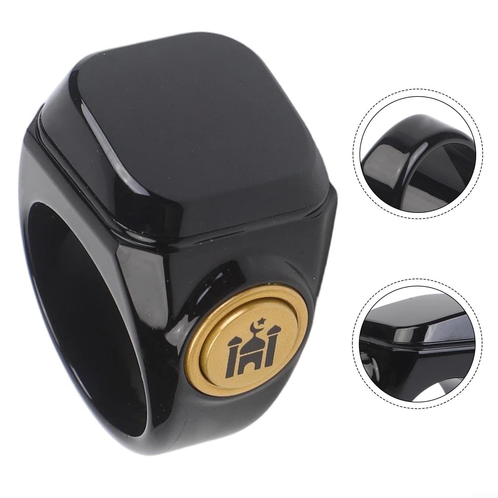 Anello Tasbih elettronico intelligente, contatore digitale ricaricabile per Zikr con gamma 99999, contatore di preghiera impermeabile per musulmani (22 mm nero)