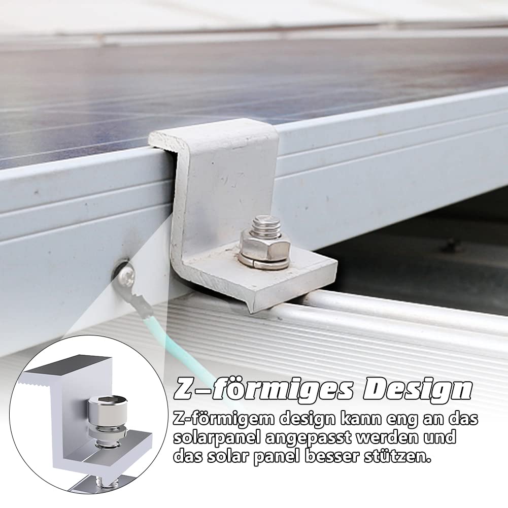 Frotox 12 pezzi di supporto per pannello solare, supporto pannello solare, supporto per pannello solare, montaggio pannello solare, per pannello solare, per altezza del modulo 30 mm, con dadi e viti