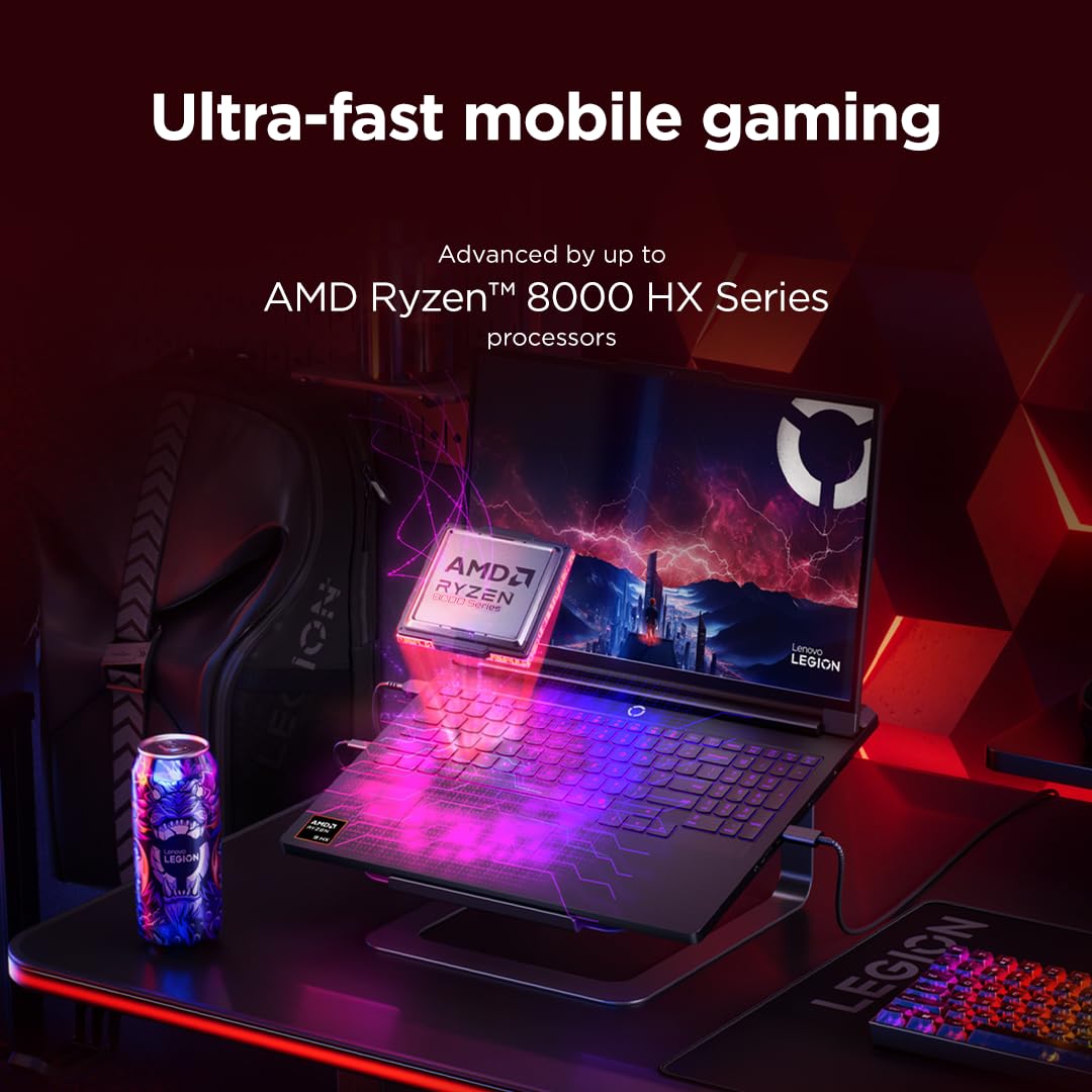 Lenovo Legion Pro 7 16AFR10H - Ordinateur Portable Gaming 16'' OLED (AMD Ryzen 9 9955HX3D, RAM 64Go, SSD 2To, NVIDIA RTX 5080 16GB) Clavier RGB rétroéclairé AZERTY Français - Noir Eclipse