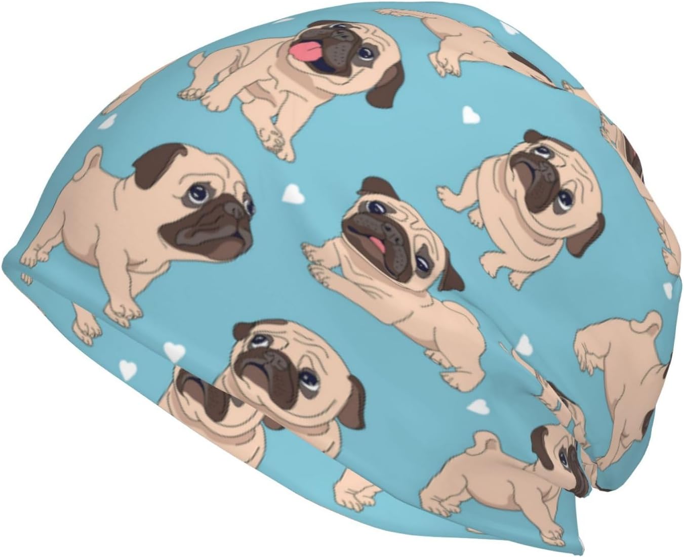Pug,Polyester Knitted Hat Skull Cap Balaclava Running Hat Slouchy Beanie Hat