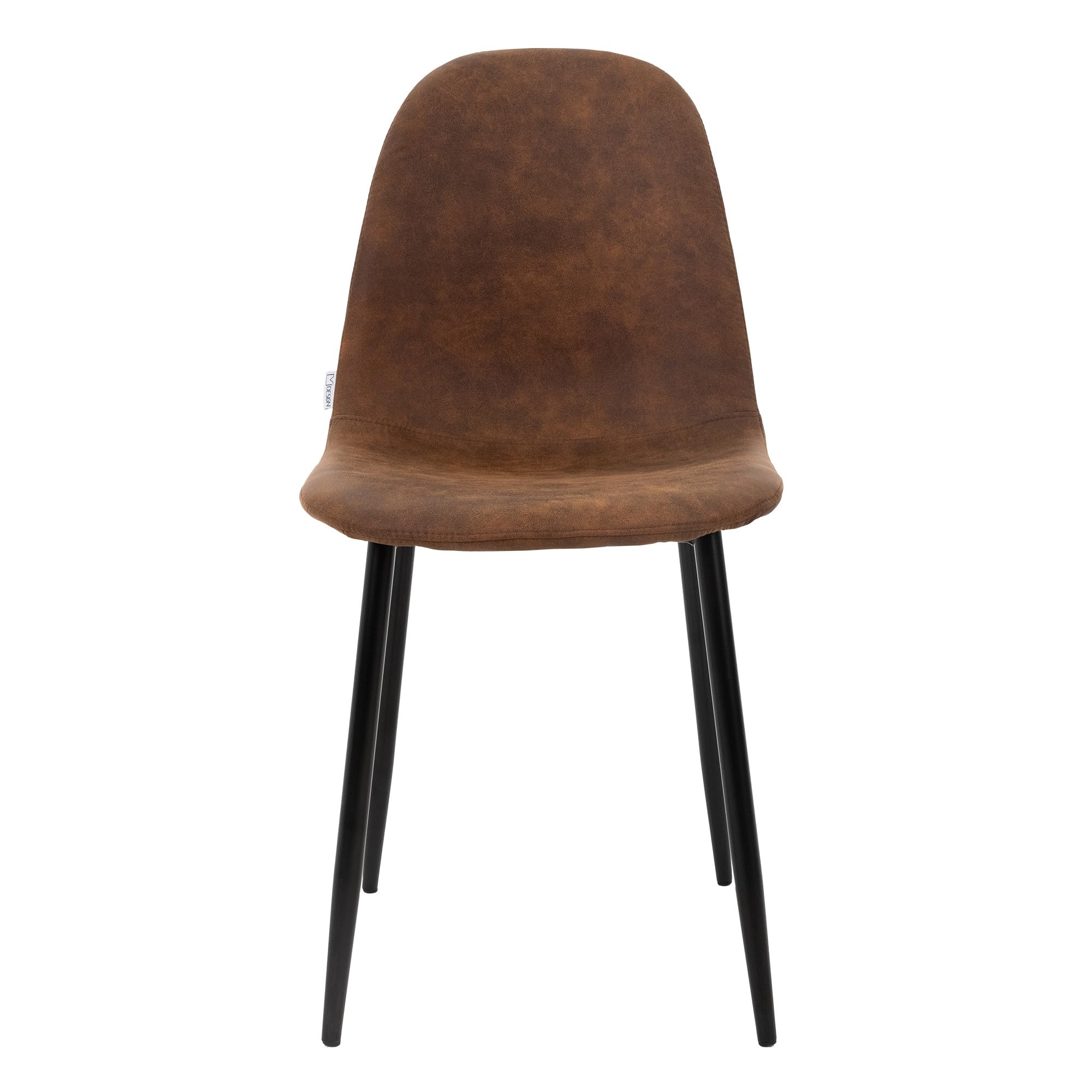 ML-Design Juego de 4 Sillas de Comedor con Respaldo Tapizado Marrón y Patas de Acero Asiento Blando de Imitación de Cuero Ergonómico Estilo Nórdico Escandinavo Mueble Decorativo de Hogar Cocina Salón