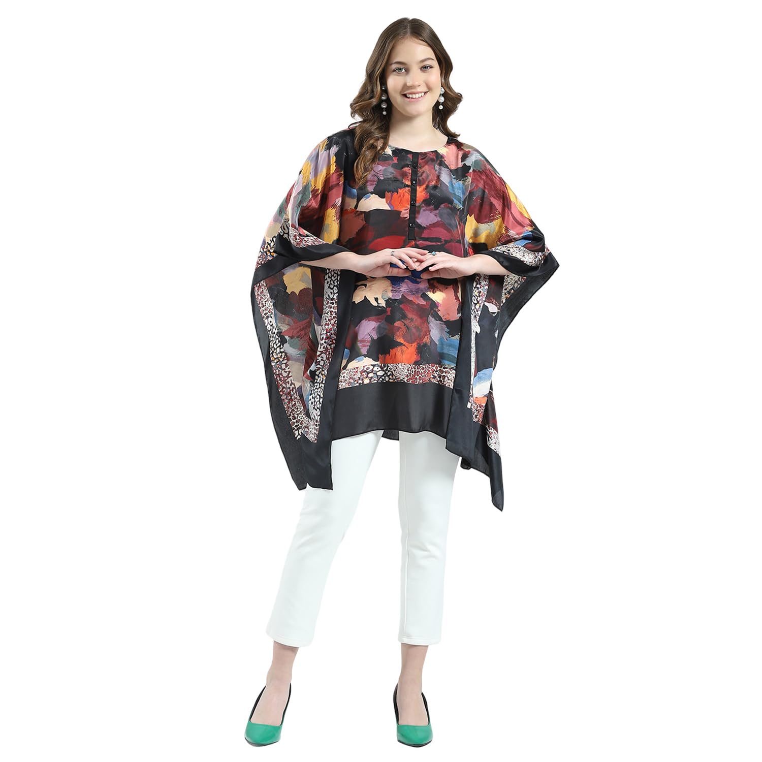 monte carlo Women's Printed Round Neck Poncho-picture-35