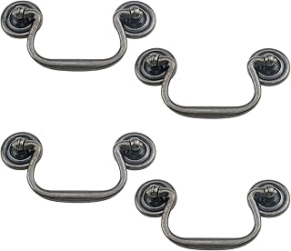 MY MIRONEY 3.23" Hole Centers Drop Swing Dresser Pull Handles Antique Bronze Bail Pulls Hardware Cabinet Pulls Zinc Alloy Drawer Handles Pack of 4