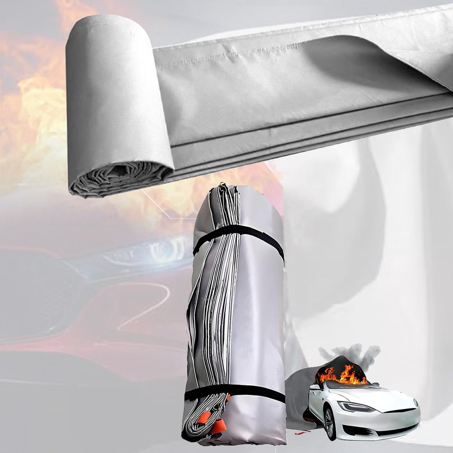 Ynbshgaa Size_name Car Fire Blanket, Double-Sided Silicone Fire Suppression Blanket, Emergency Fire Extinguisher Blanket For Vehicle, Survival Safety Blanket For Parking Lot Or Charging Sta,-6X6m/19.7X19.7ft