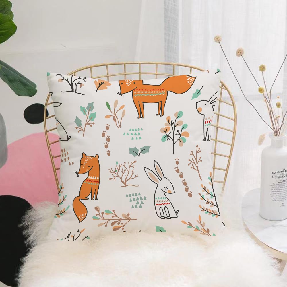 HYMSXW Cushion Cover,Throw Pillow Case Home Decorative for Living Room Bedroom Sofa Chair 20X20 Inch,Winter forest background with animals and trees.,Pillowcase 50X50cm