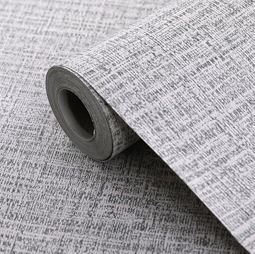 Papier peint autocollant tissu lin gris clair PVC épais pour salon