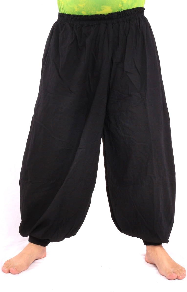 Jing Shop High Cut Balloon Harem Pants One Size Cotton Unisex for Men and Women …