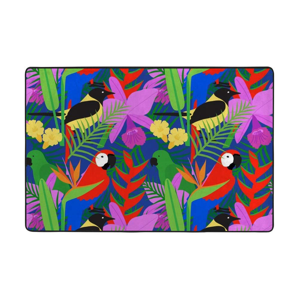 Tapis moderne motif fleurs et oiseaux pour décorer un salon ou une salle à manger
