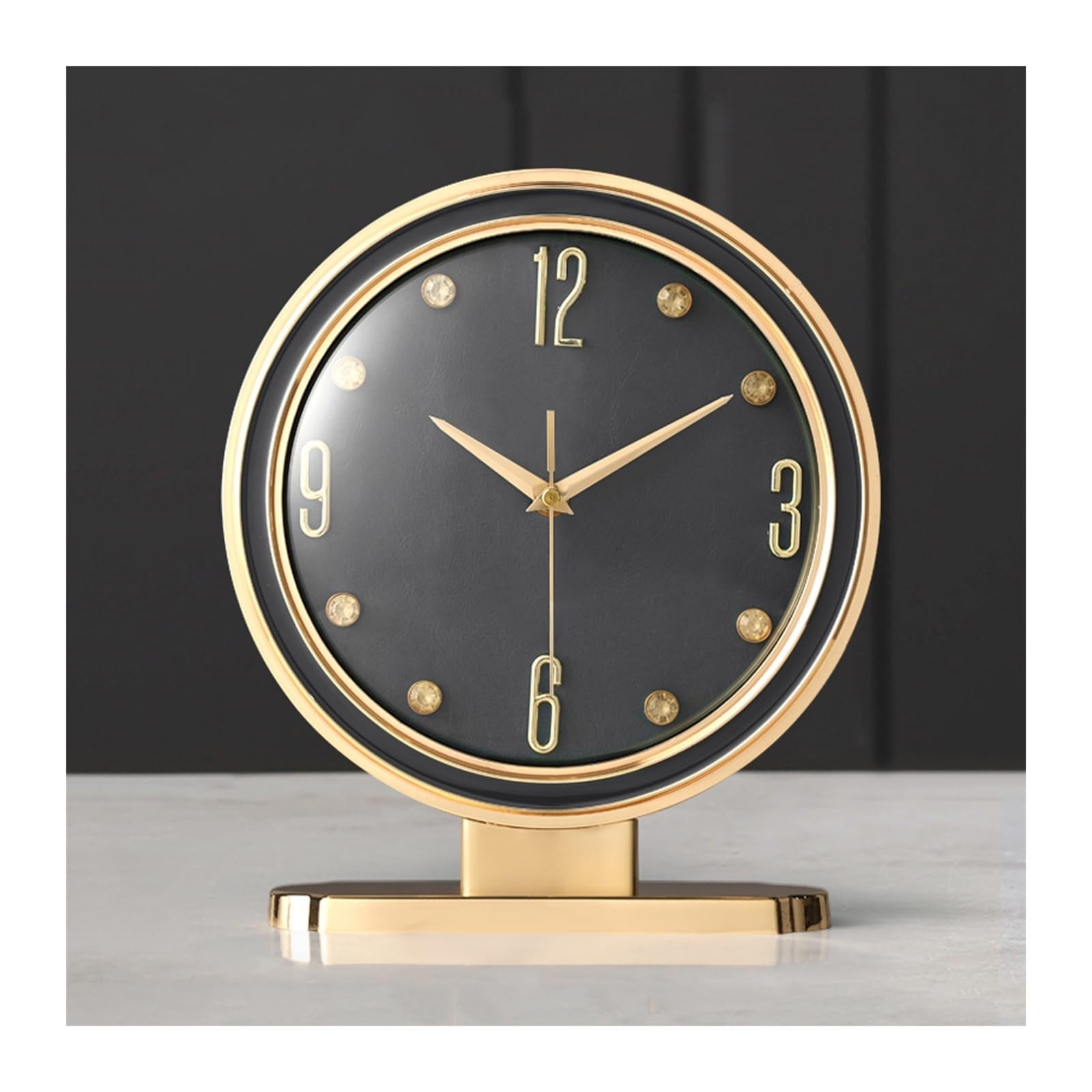 ZTHYSHOZ Table Clock ﻿ Alloy Leather Desk Clocks Living Room Pendulum Home Creative Table Ornaments
