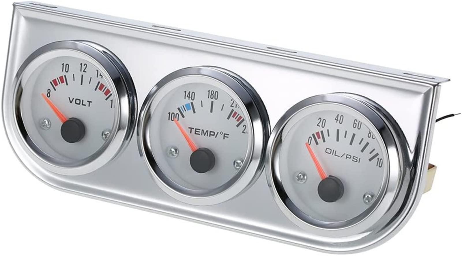 Ciśnienie oleju Fahrenheita Woda 52MM Oil Pressure Fahrenheit Water Temperature Gauge Voltmeter Chrome 3 In 1 Gauge Kit Car Motorcycle Meter