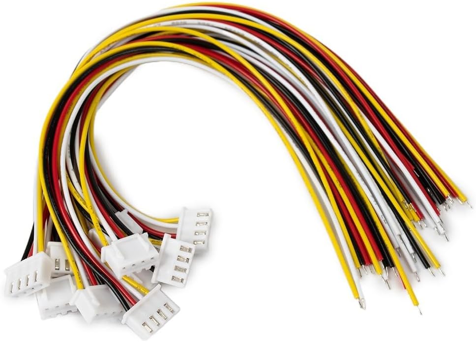 For JST XH 2.54mm Wire Cable Connector Set 10 Pairs 2 3 4 Pin Male Female Plug/and Socket with 24AWG 200mm Leads for Electronic Equipment and Prototyping(4 Pin)