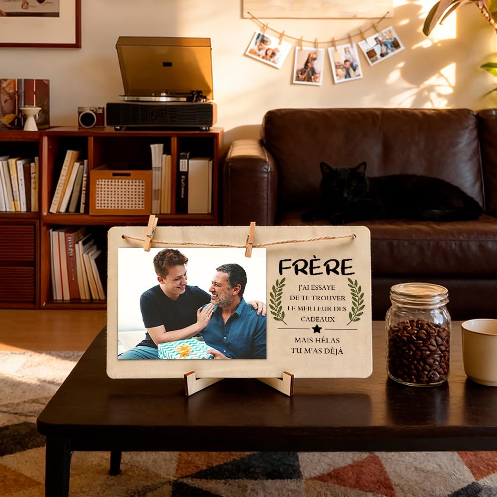 Cadre Photo en Bois Cadeau pour Mon Frère Anniversaire Saint-Valentin