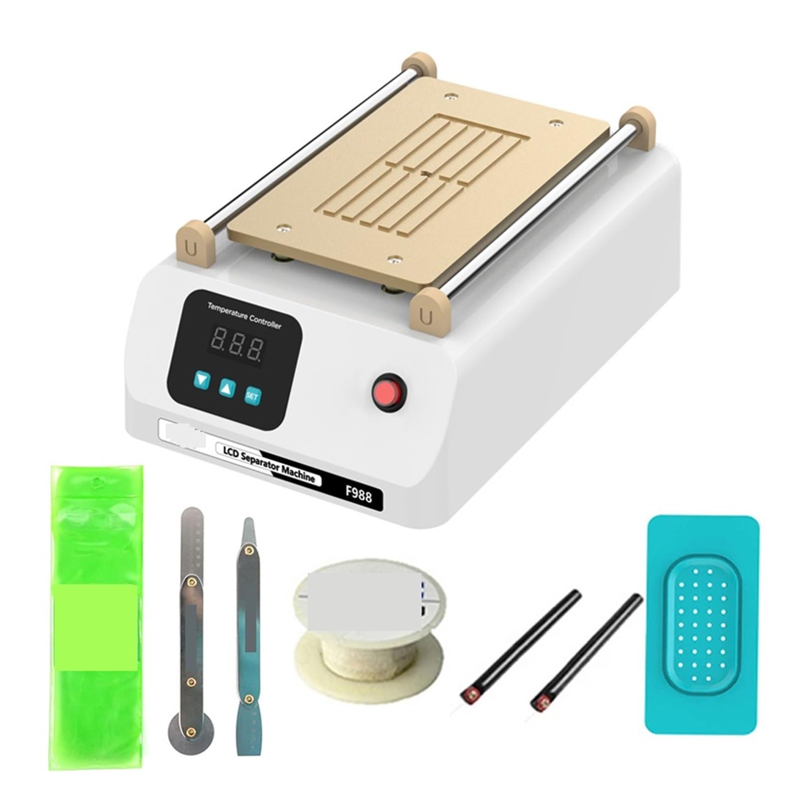 VChics Kit de Machine de séparateur d'écran LCD F988 8 Pouces for Pompe intégrée de réparation de Verre Avant de Tampon de téléphone(Set 4)