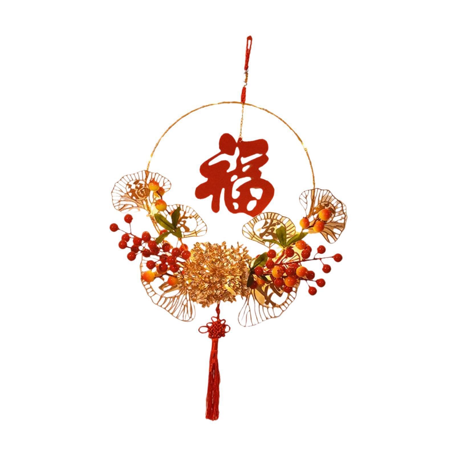 PIXZCSA Chinese New Year Wreath Front Door Wreath Decor Unique Home Decor Blessing Ornaments For Spring Festival Celebrations Ahead Home Blessing Ornaments